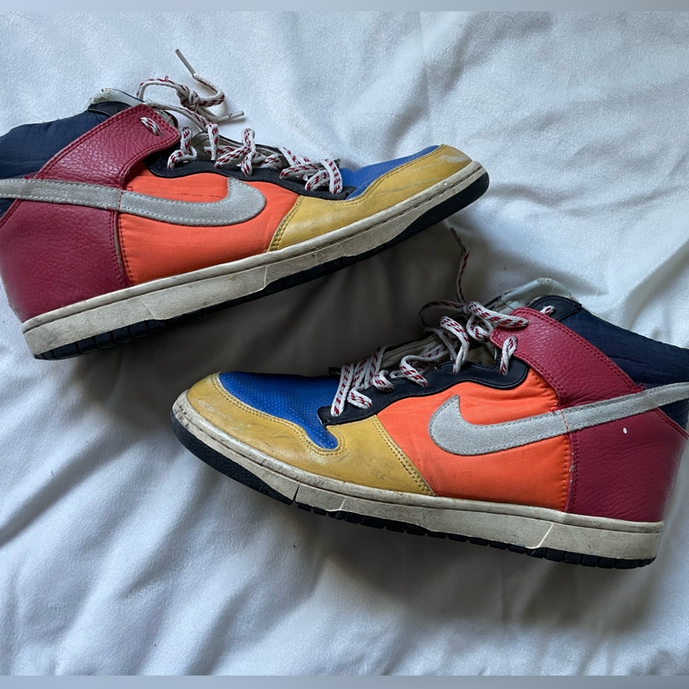 Nike dunks rainbow high top.